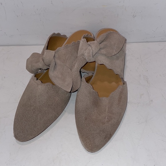 NEW Anthro KLUB NICO Daisy Suede mule wedge Beige Cream, sz 10 - Picture 3 of 10